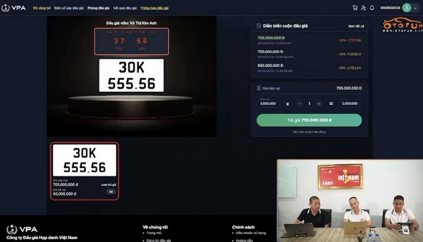 [Trực tiếp] Admin Otofun đấu giá biển số 30K-555.56 và giải đáp thắc mắc của thành viên về đấu giá biển số