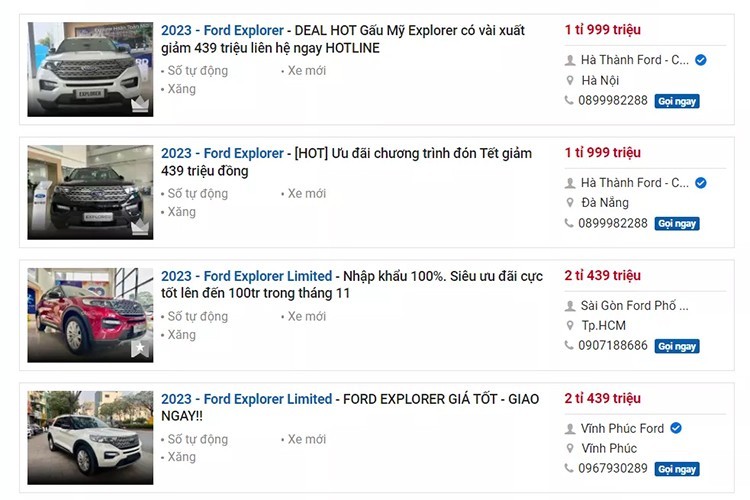 Ford Explorer giá sốc lên tới 440 triệu đồng