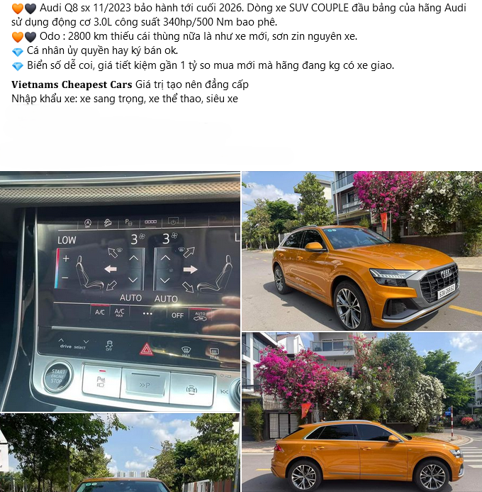 Audi Q8 vừa lăn bánh 2800 km đã rao bán với giá thấp hơn xe mới 1,5 tỉ đồng