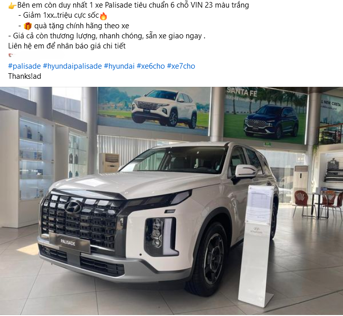 Hyundai Palisade giảm giá 120 triệu đồng với xe VIN 2023