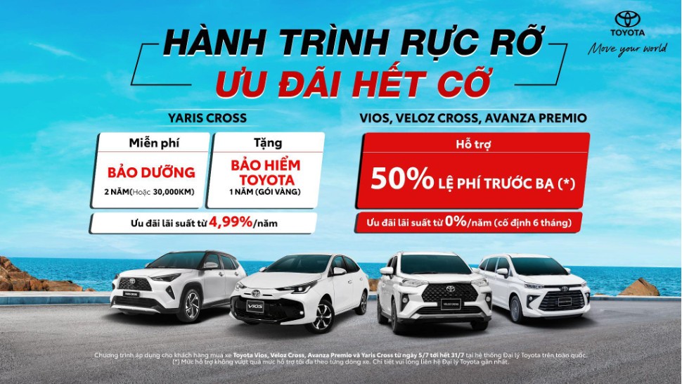 Ưu đãi tháng 7 với Vios, Veloz Cross, Avanza Premio và Yaris Cross