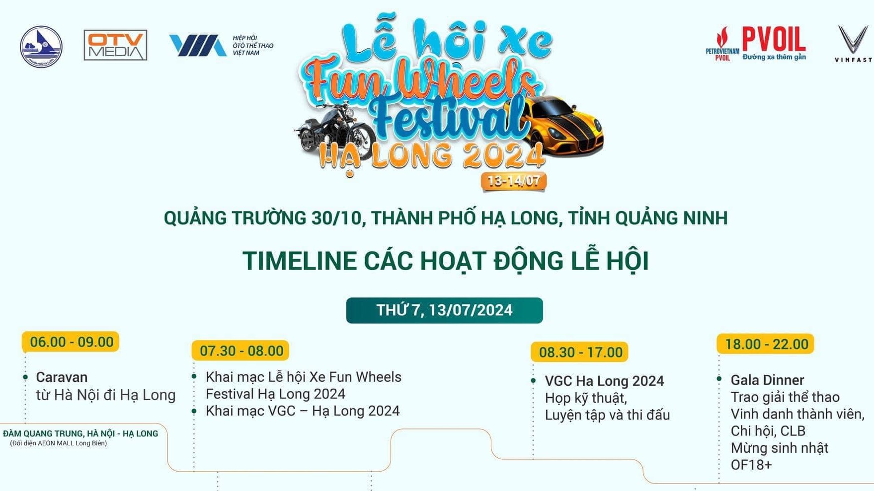 Lịch trình chi tiết các hoạt động tại Lễ hội xe Fun Wheels Festival Hạ Long 2024