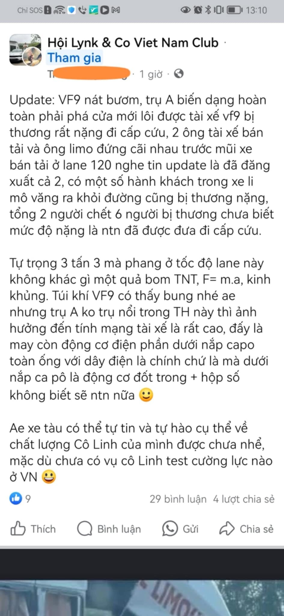 Những nét văn hoá giao thông xấu xí vụ xe điện VinFast VF 9 va chạm xe 16 chỗ trên cao tốc