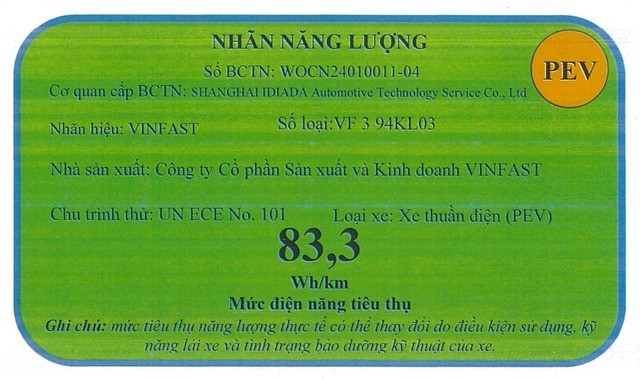 Soán ngôi Wuling Hongguang Mini EV, xe điện VinFast VF 3 là ô tô tiêu thụ năng lượng thấp nhất Việt Nam