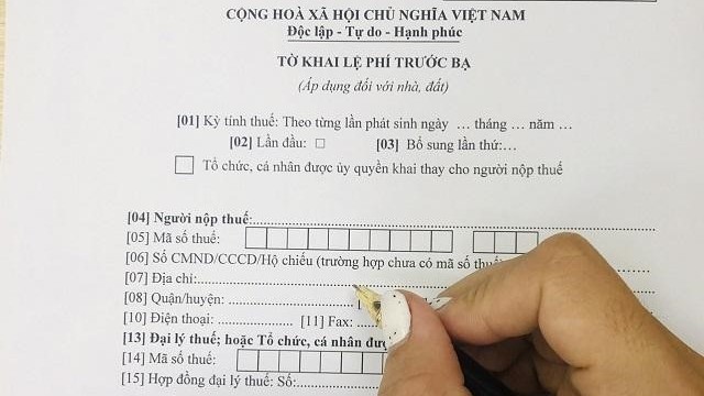 Cách ghi tờ khai lệ phí trước bạ xe máy mẫu mới nhất