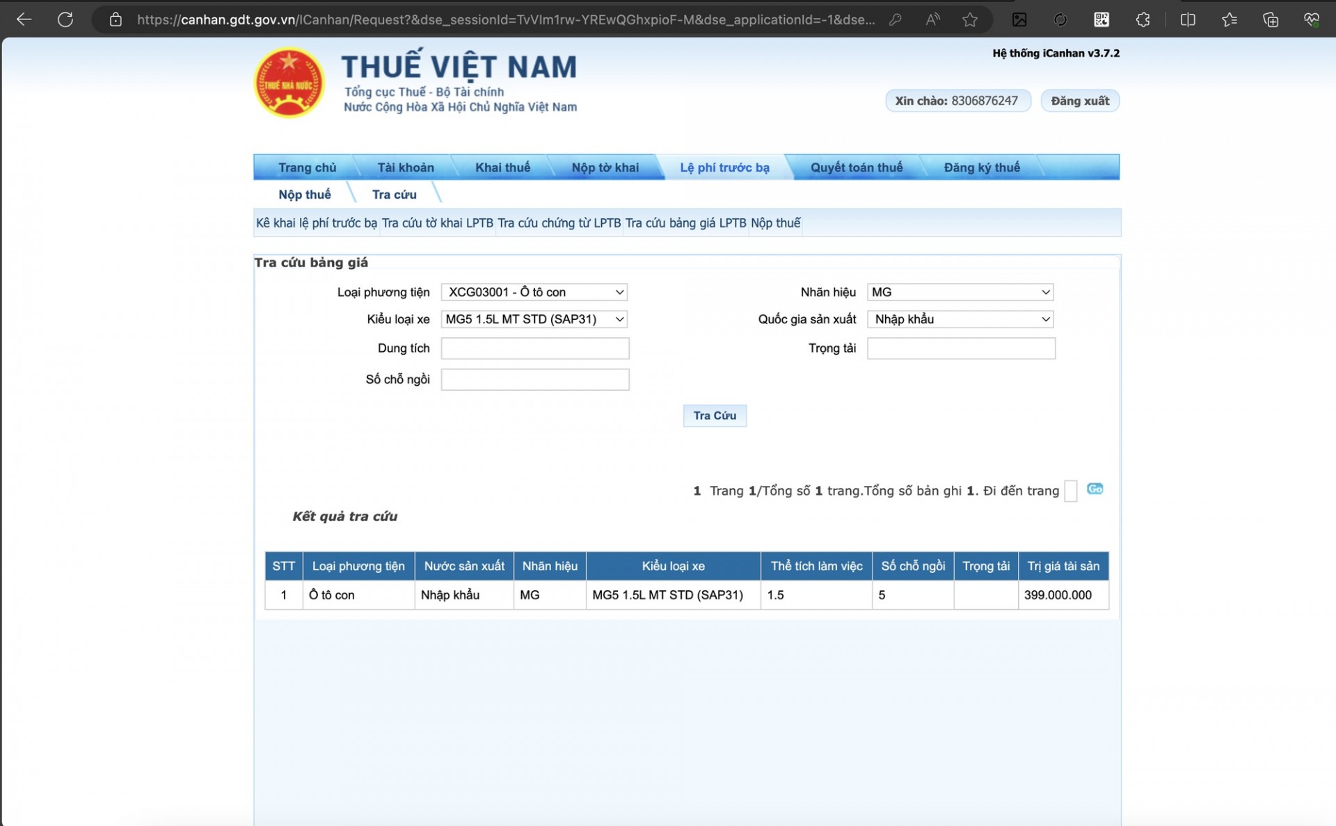 Bảng giá tính lệ phí trước bạ xe ô tô 2024 chi tiết