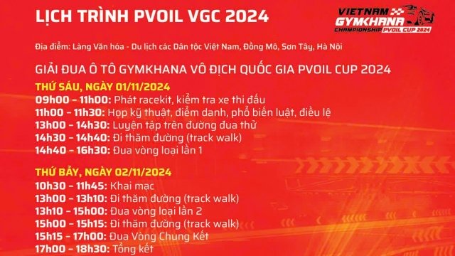 Lịch thi đấu chi tiết hai ngày 1-2/11 của giải đua gymkhana vô địch quốc gia PVOIL VGC 2024