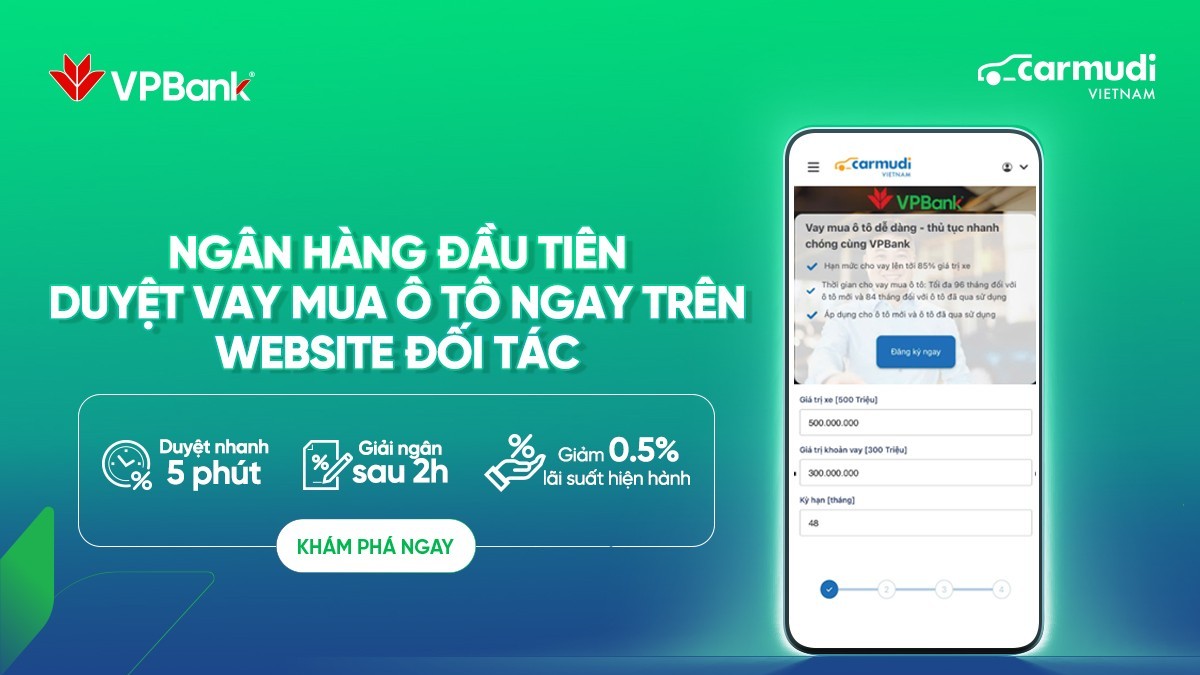 VPBank trả kết quả phê duyệt khoản vay mua ô tô ngay trên nền tảng bán hàng của Carmudi