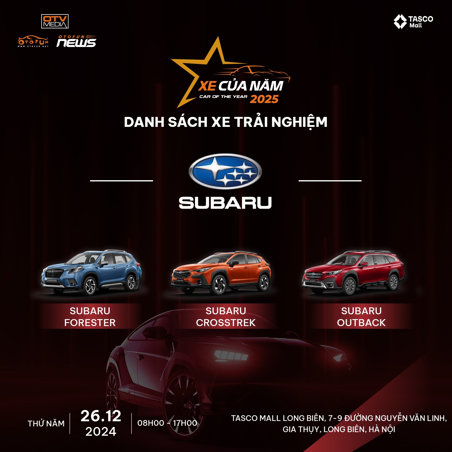 [XE CỦA NĂM 2025] Đăng ký lái thử ngay Subaru Crosstrek vào ngày 26/12