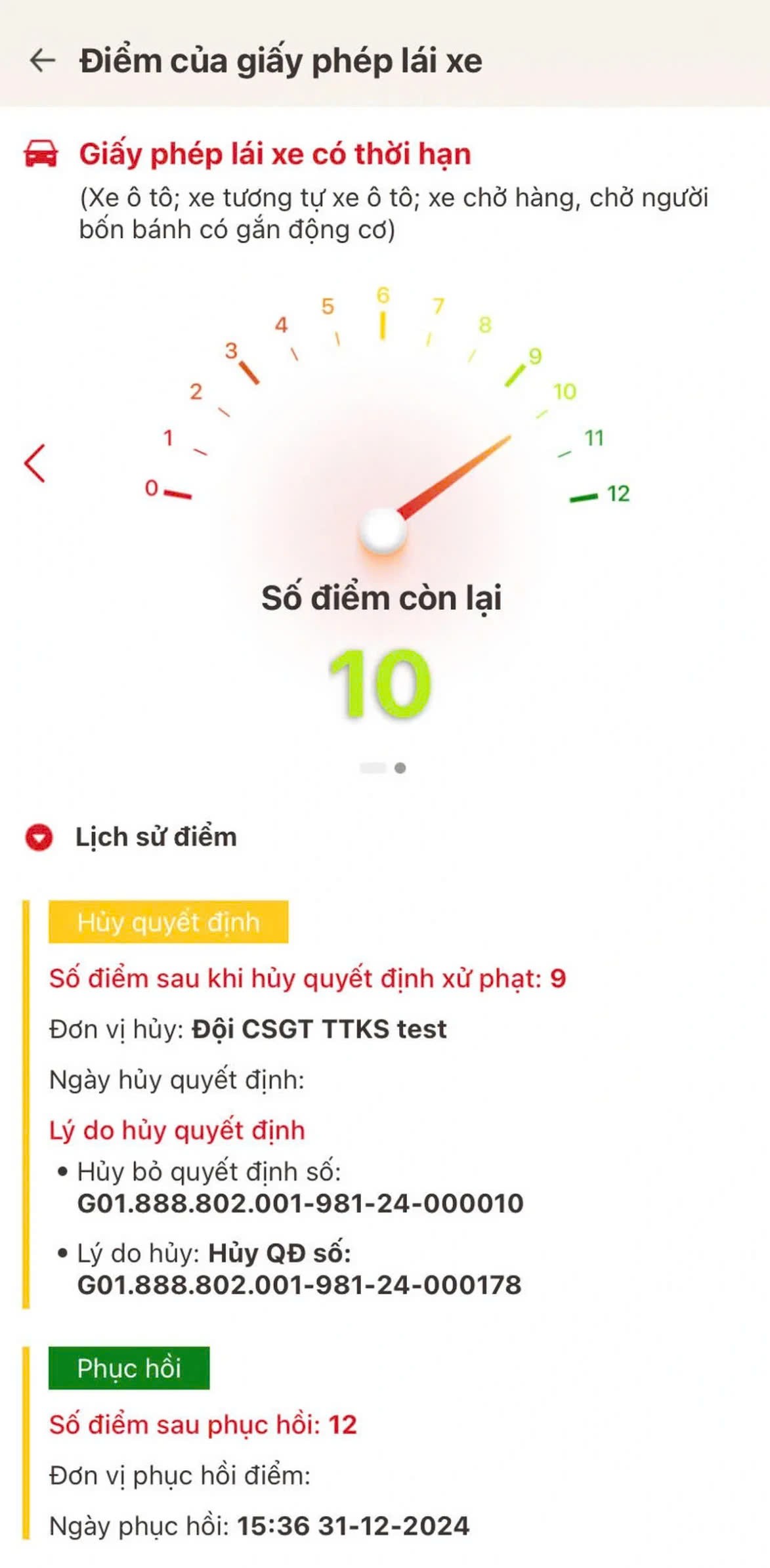 Hình ảnh giấy phép lái xe bị trừ điểm.