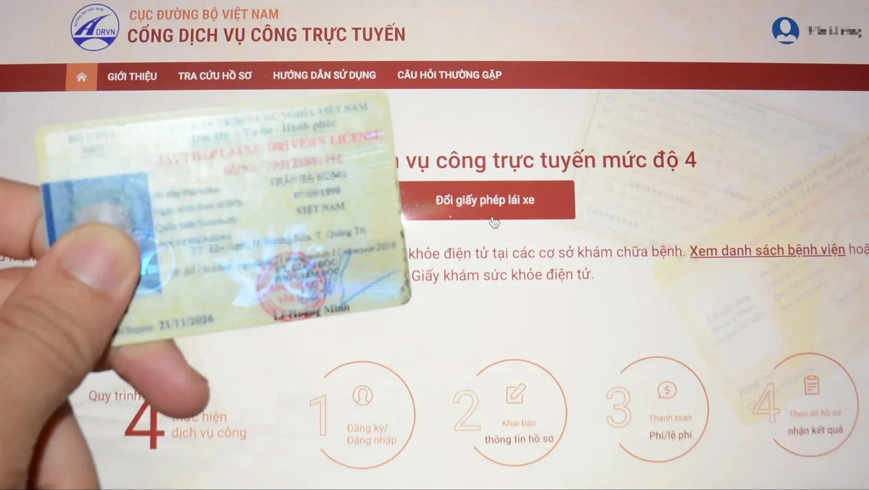 Đổi giấy phép lái xe online.