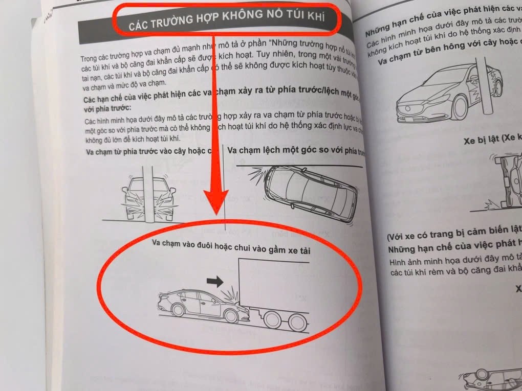 Vì sao túi khí không bung khi xe con rúc gầm xe tải?