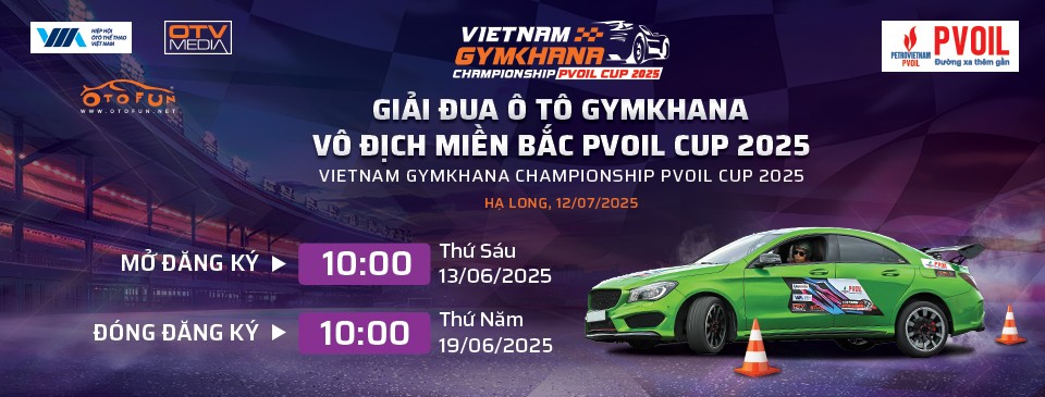 Chính thức mở cổng đăng ký Giải Đua Ô tô Gymkhana Vô địch Miền Bắc PVOIL Cup 2025