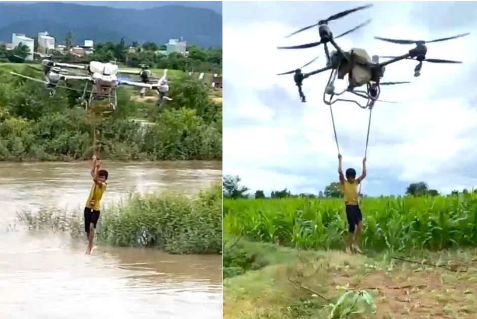 Chân dung người đàn ông dùng drone hạng nặng giải cứu 2 bé mắc kẹt giữa dòng nước xiết