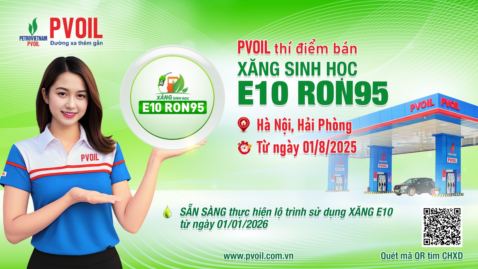 PVOIL bán xăng sinh học E10 RON95