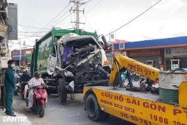 Xe cứu hộ kéo xe rác cán một người tử vong ở TP HCM