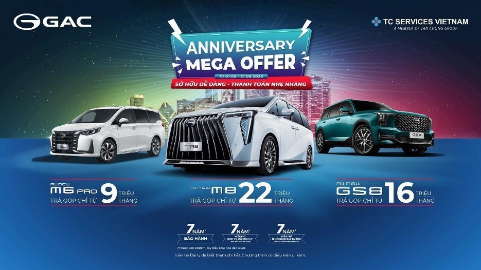 Mega Offer kỷ niệm 1 năm GAC Motor Việt Nam ra mắt với các ưu đãi hấp dẫn cho SUV và MPV