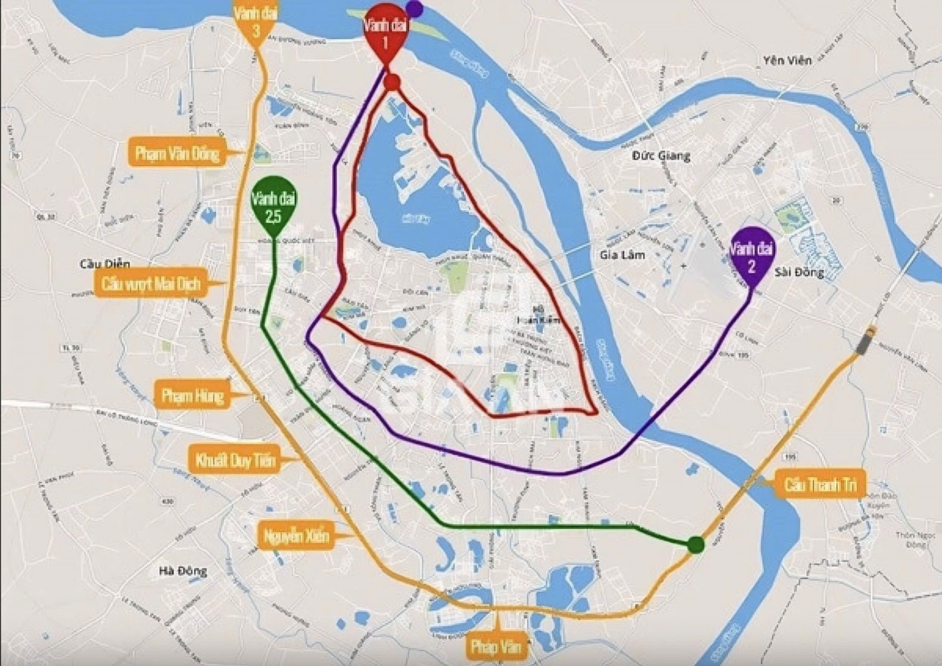 Đường Vành đai 1 Hà Nội dài bao nhiêu km? Bắt đầu từ đâu? Đường vành đai 1 liên thông với các tuyến Vành đai 2 và Vành đai 3.