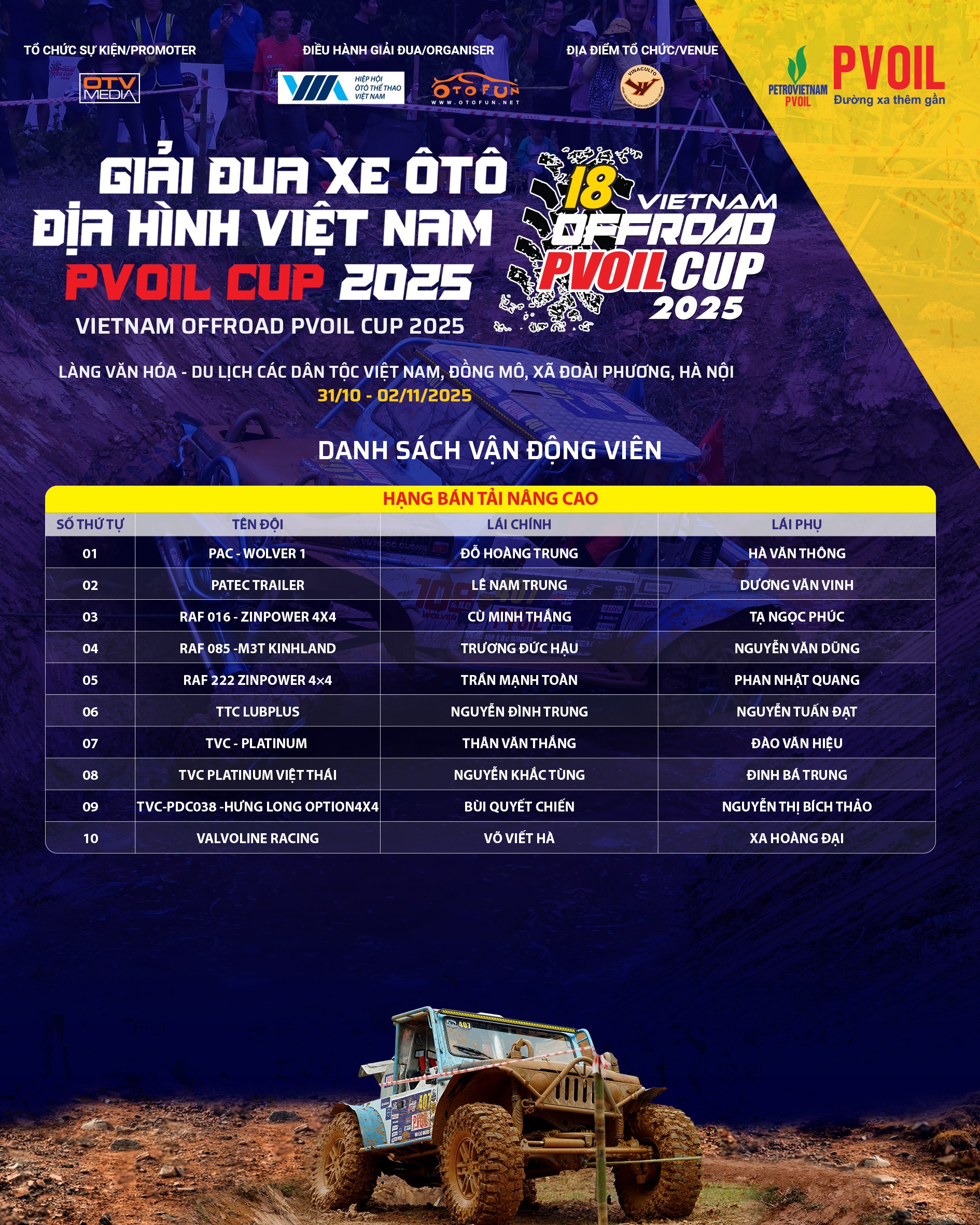 Lịch livestream bốc thăm số thứ tự thi đấu PVOIL VOC 2025