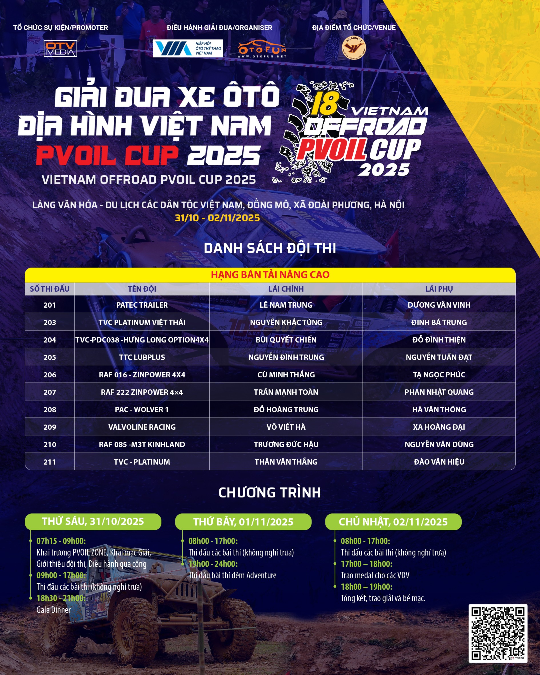 Kết quả bốc thăm số thứ tự thi đấu 70 đội đua PVOIL VOC 2025