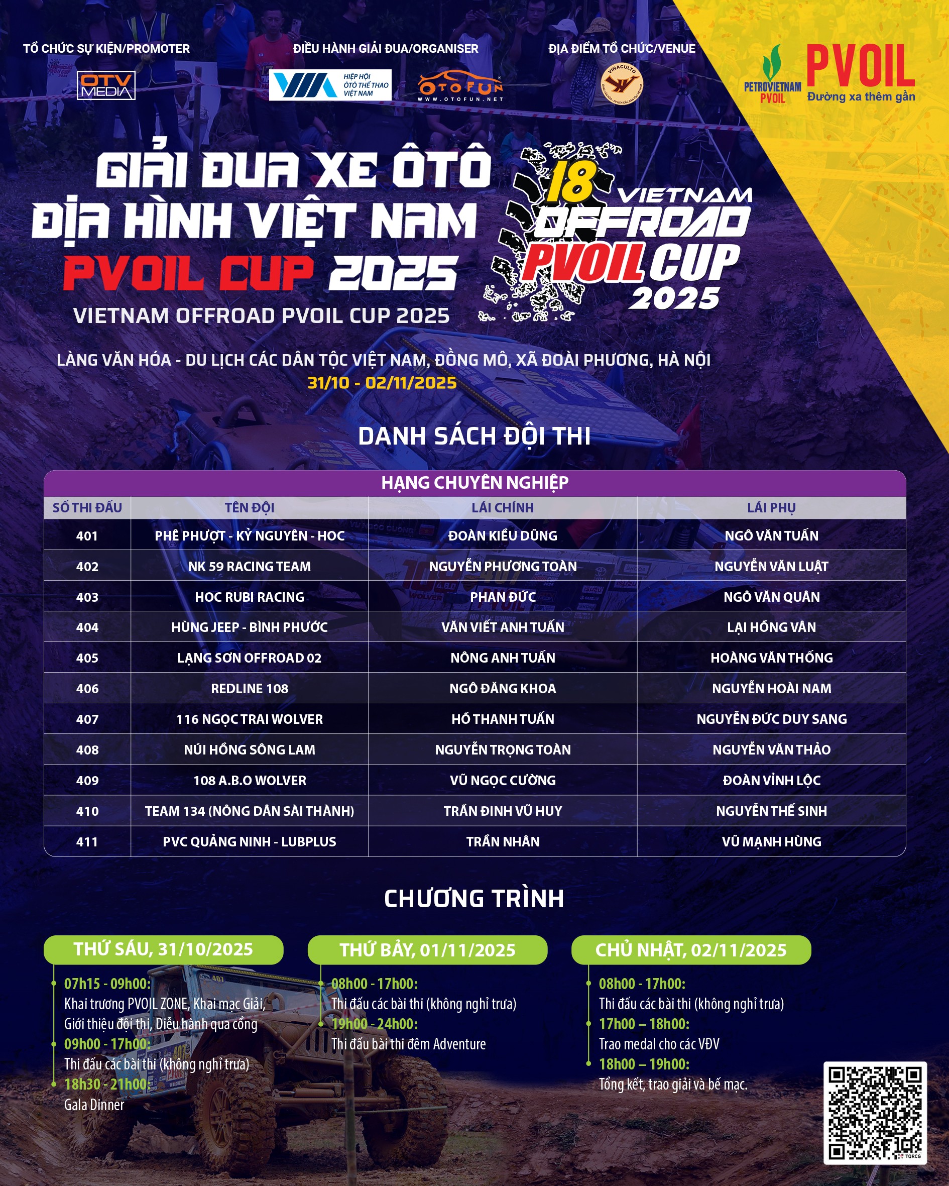 Kết quả bốc thăm số thứ tự thi đấu 70 đội đua PVOIL VOC 2025