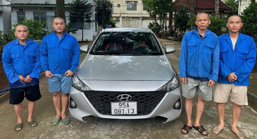 Hình ảnh Lê Văn Hiệp cùng ba đối tượng trong vụ án trộm cắp xe Hyundai Accent biển số 95A-081.13
