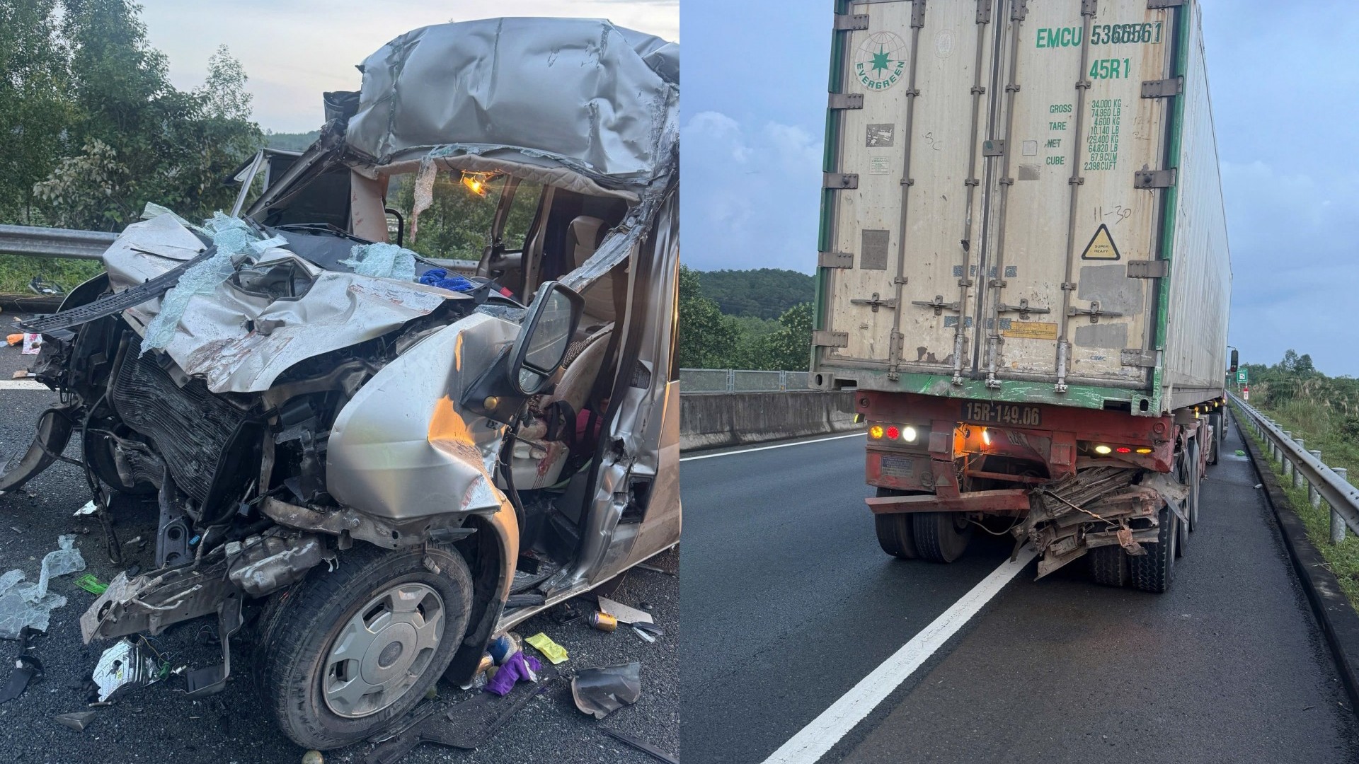 Xe khách húc đuôi xe đầu kéo cao tốc Đà Nẵng - Quảng Ngãi, 3 người tử vong vì không thắt dây an toàn