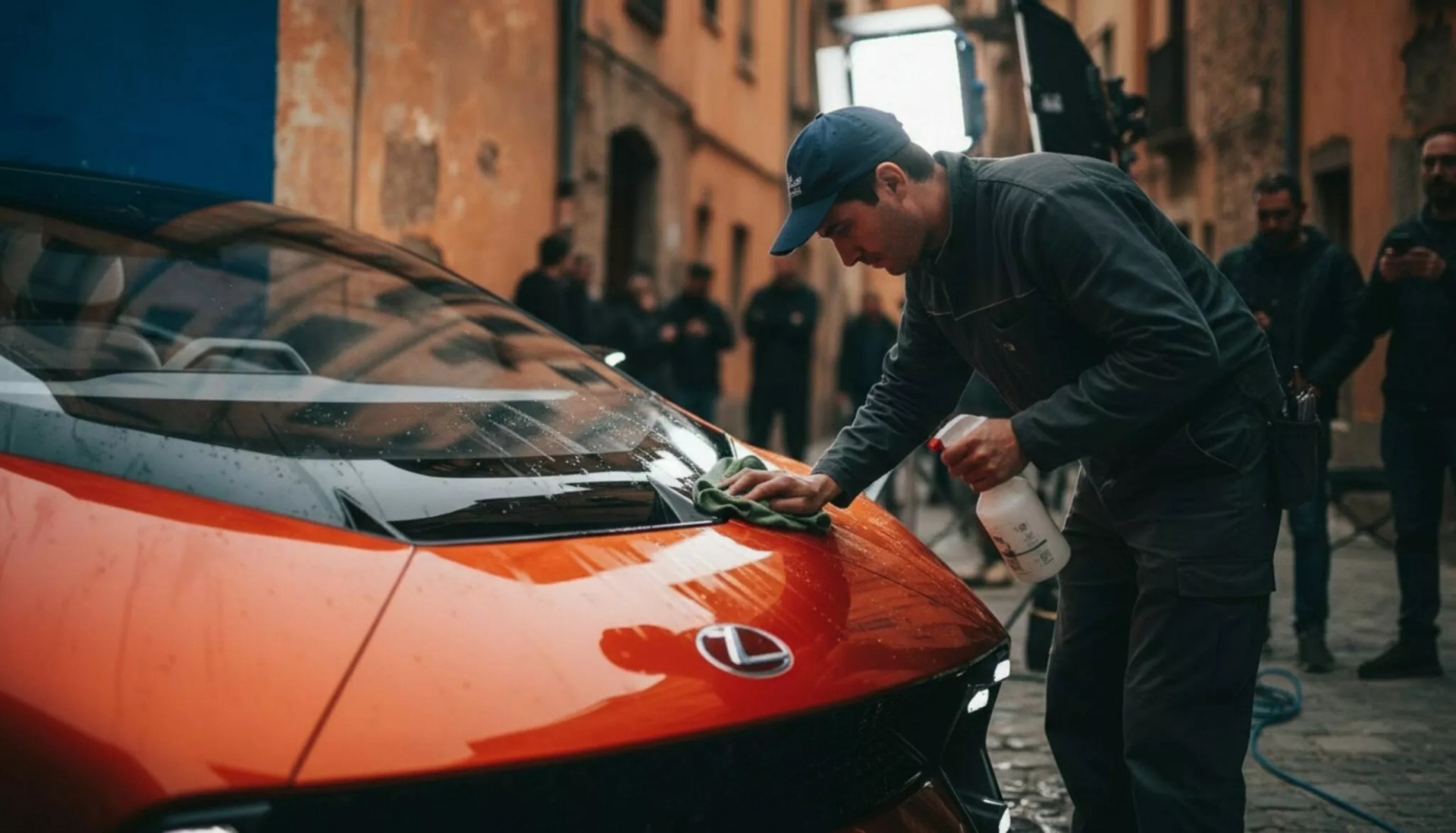 Nhà thiết kế xe chỉ cần một ngày sử dụng AI để tạo mẫu ô tô concept Lexus chạy điện Hình ảnh một nhân viên lau xe được tạo bằng AI