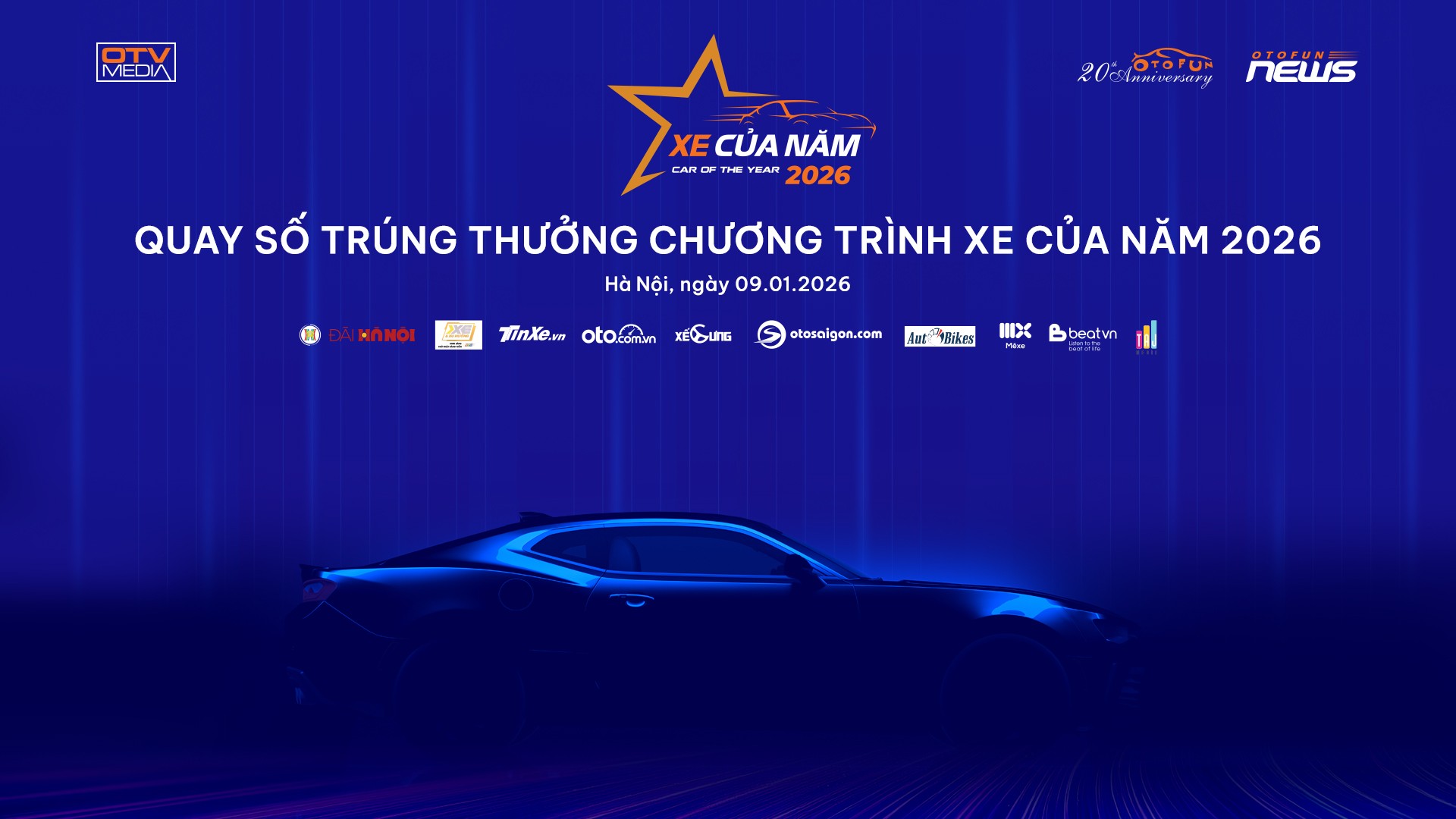 Fanpage Otofun tổ chức livestream quay số trúng thưởng “Xe Của Năm 2026”