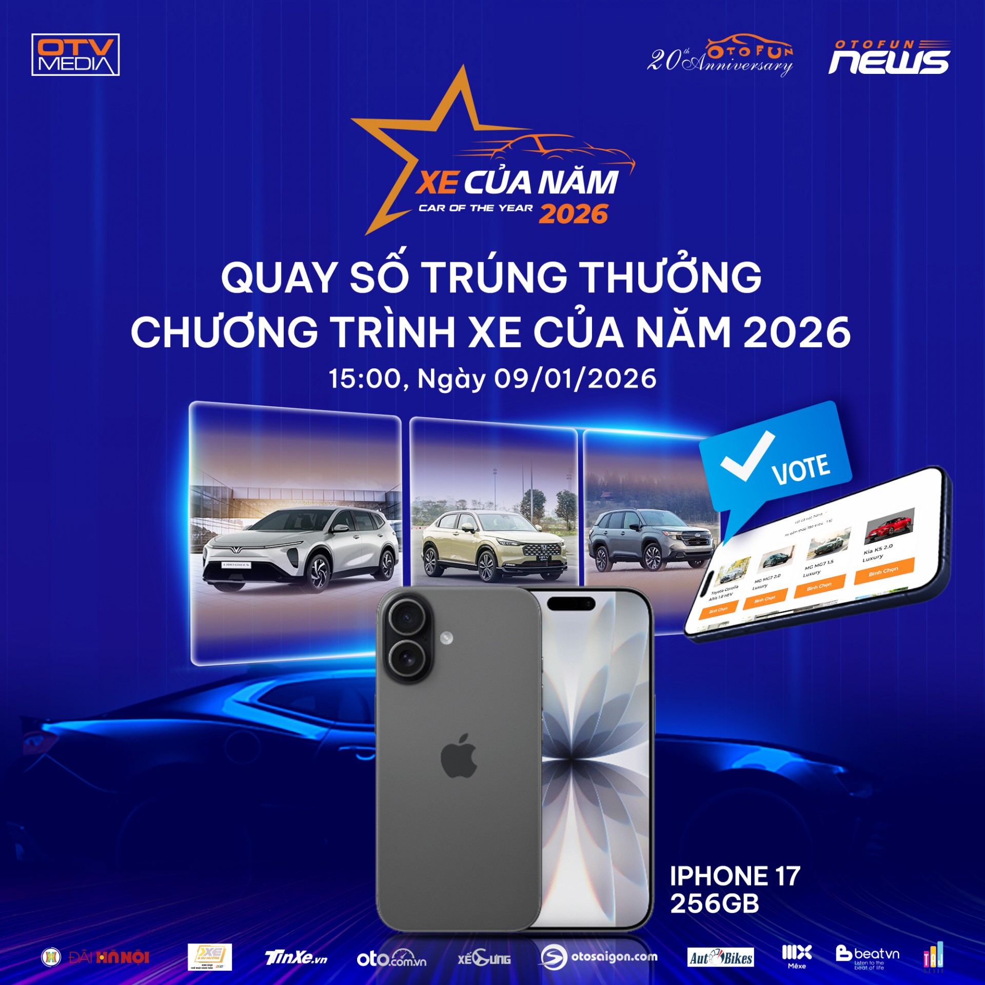 Fanpage Otofun tổ chức livestream quay số trúng thưởng “Xe Của Năm 2026” Fanpage Otofun tổ chức livestream quay số trúng thưởng “Xe Của Năm 2026”