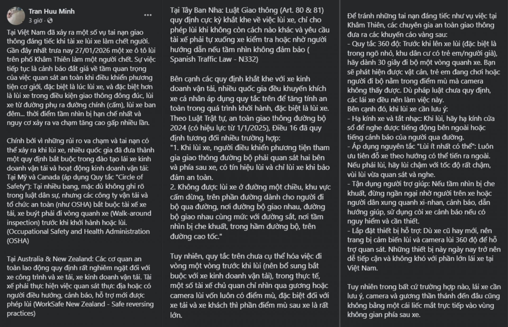 Chuyên gia khuyến cáo nguyên tắc an toàn khi lùi xe, sau vụ tai nạn tại phố Khâm Thiên Chuyên gia khuyến cáo nguyên tắc an toàn khi lùi xe, sau vụ tai nạn tại phố Khâm Thiên