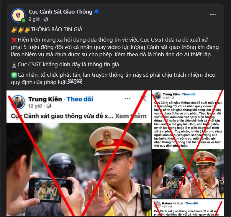 Cục Cảnh Sát Giao Thông bác bỏ tin phạt 5 triệu đồng với người tự ý quay phim, chụp ảnh CSGT