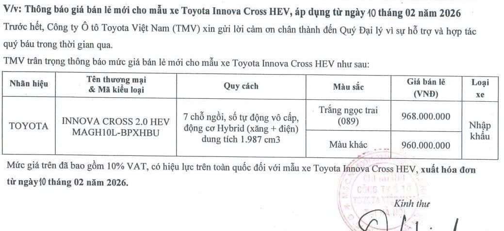 Toyota Innova Cross hybrid giảm giá từ hôm nay 10/2