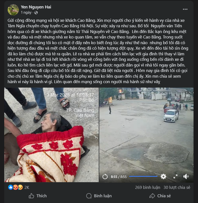 Thực hư vụ việc một nhà xe ở Cao Bằng bị tố để khách bị ốm nặng ở cổng bến xe