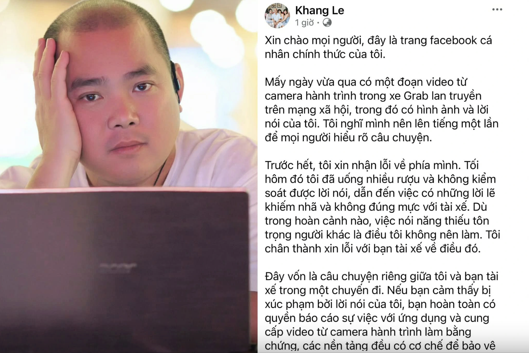 Sau khi video lan truyền, nhạc sĩ Minh Khang đã đăng bài xin lỗi trên Facebook