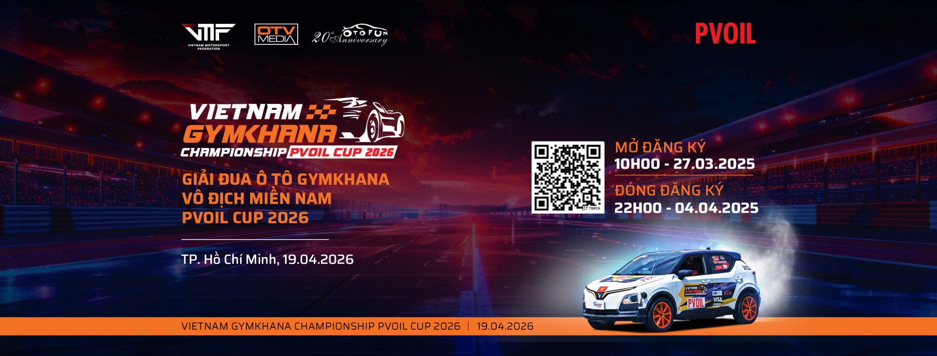 Chính thức mở cổng Đăng ký Giải đua Ô tô Gymkhana Vô địch Miền Nam PVOIL Cup 2026 Chính thức mở cổng Đăng ký Giải đua Ô tô Gymkhana Vô địch Miền Nam PVOIL Cup 2026