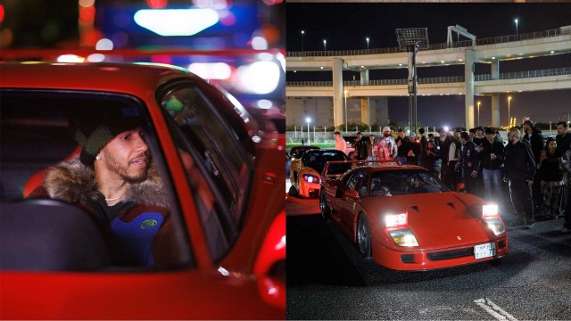 Lewis Hamilton cầm lái siêu xe Ferrari F40, bất ngờ đến tụ điểm văn hóa xe số 1 Nhật Bản