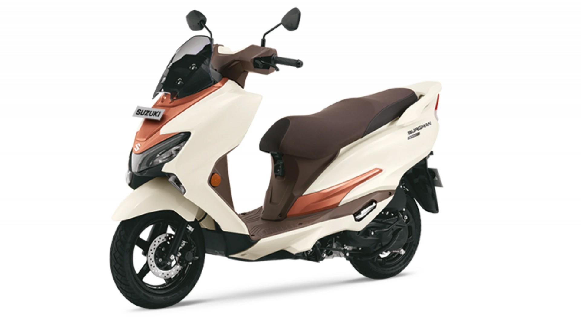 Phía trước của Suzuki Burgman Street 2026 mới ra mắt tại Ấn Độ