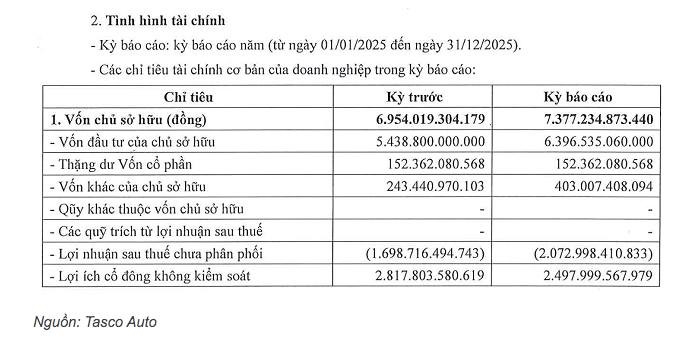 Báo cáo tài chính năm 2025 của Tasco Auto