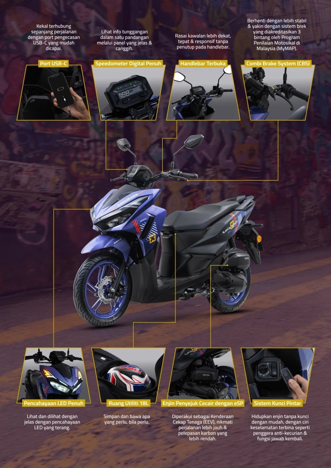 Xem trước Honda Vario 125 Street 2026 ra mắt tại Malaysia