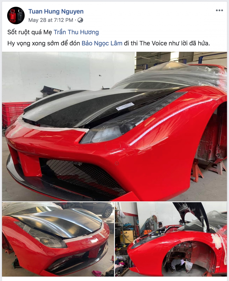 ferrari 488gtb gap tai nan cua ca si tuan hung sap hoi sinh ton nhieu ty dong