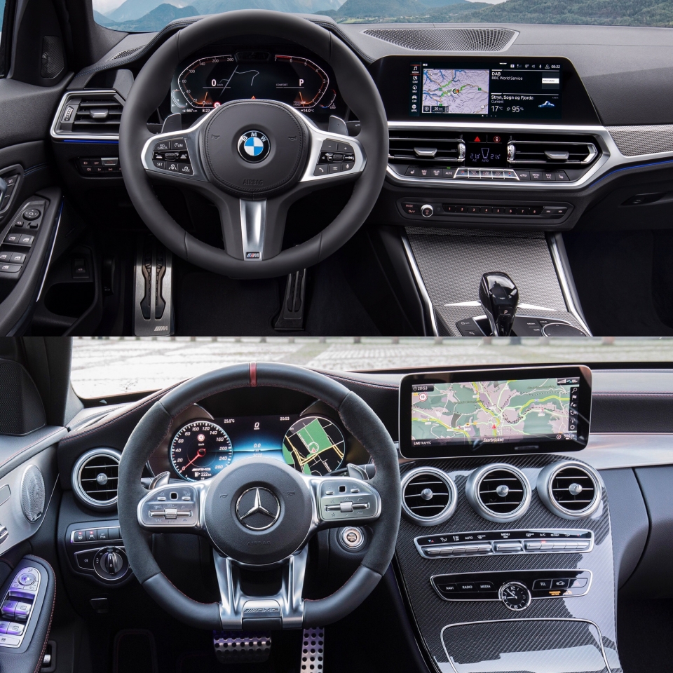so sanh noi ngoai that bmw 3 series 2019 vua ra mat va mercedes benz c class