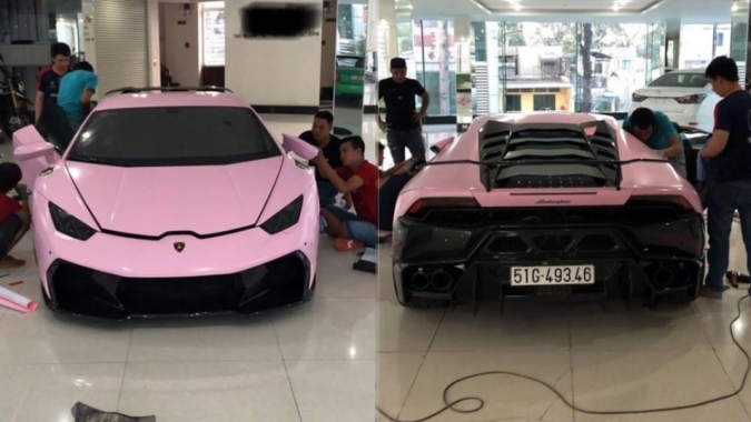 Lamborghini Huracan "khoác áo hồng" nữ tính của đại gia Bạc Liêu