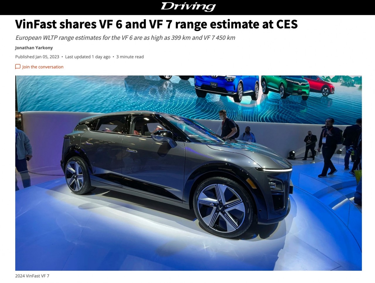 Xe điện VinFast VF6, VF7 nhận nhiều lời khen của truyền thông quốc tế tại CES 2023