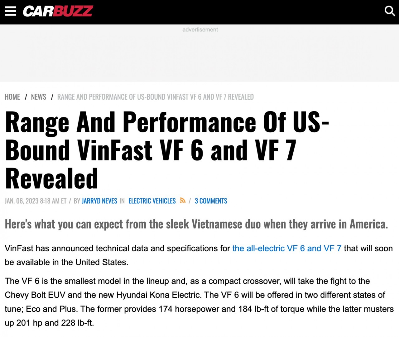 Xe điện VinFast VF6, VF7 nhận nhiều lời khen của truyền thông quốc tế tại CES 2023