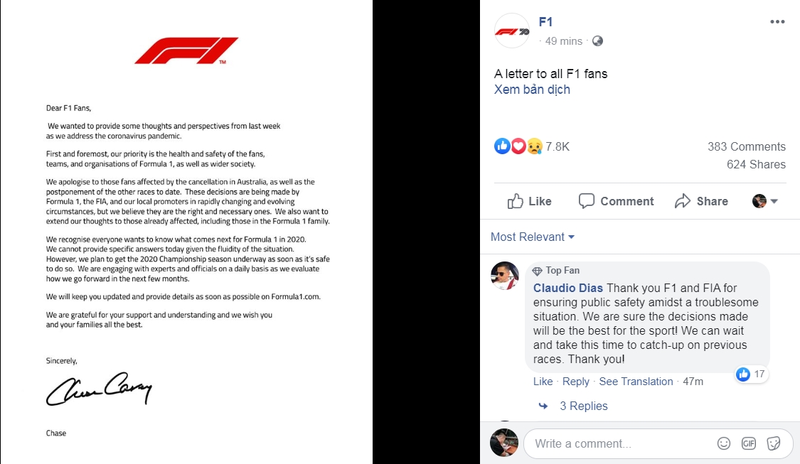 Tâm thư của CEO giải đua F1 tam thu cua ceo giai dua f1