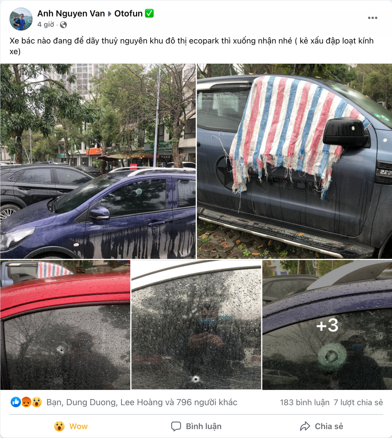 Hàng loạt xe ô tô bị phá kính tại một khu đô thị gần Hà Nội
