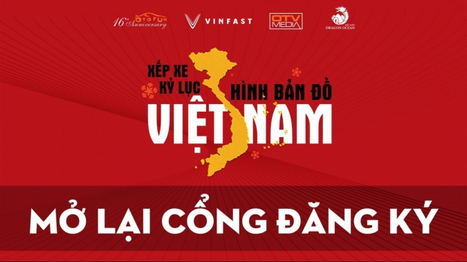 Mở lại cổng đăng ký chương trình Xếp xe kỷ lục hình bản đồ Việt Nam