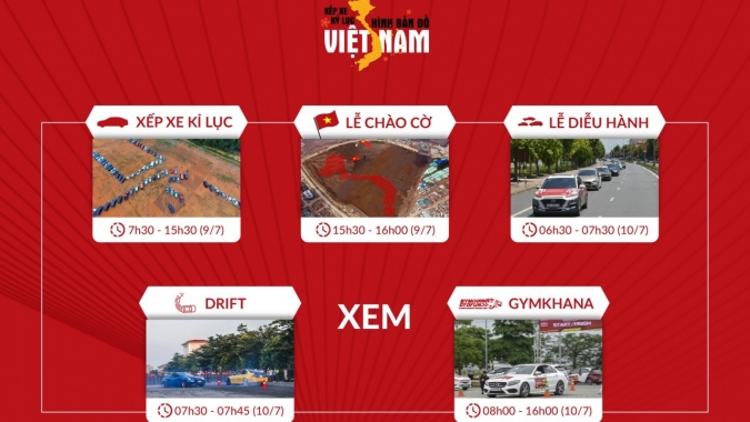 [Infographic] Các hoạt động hấp dẫn tại chương trình Xếp xe kỷ lục hình bản đồ Việt Nam