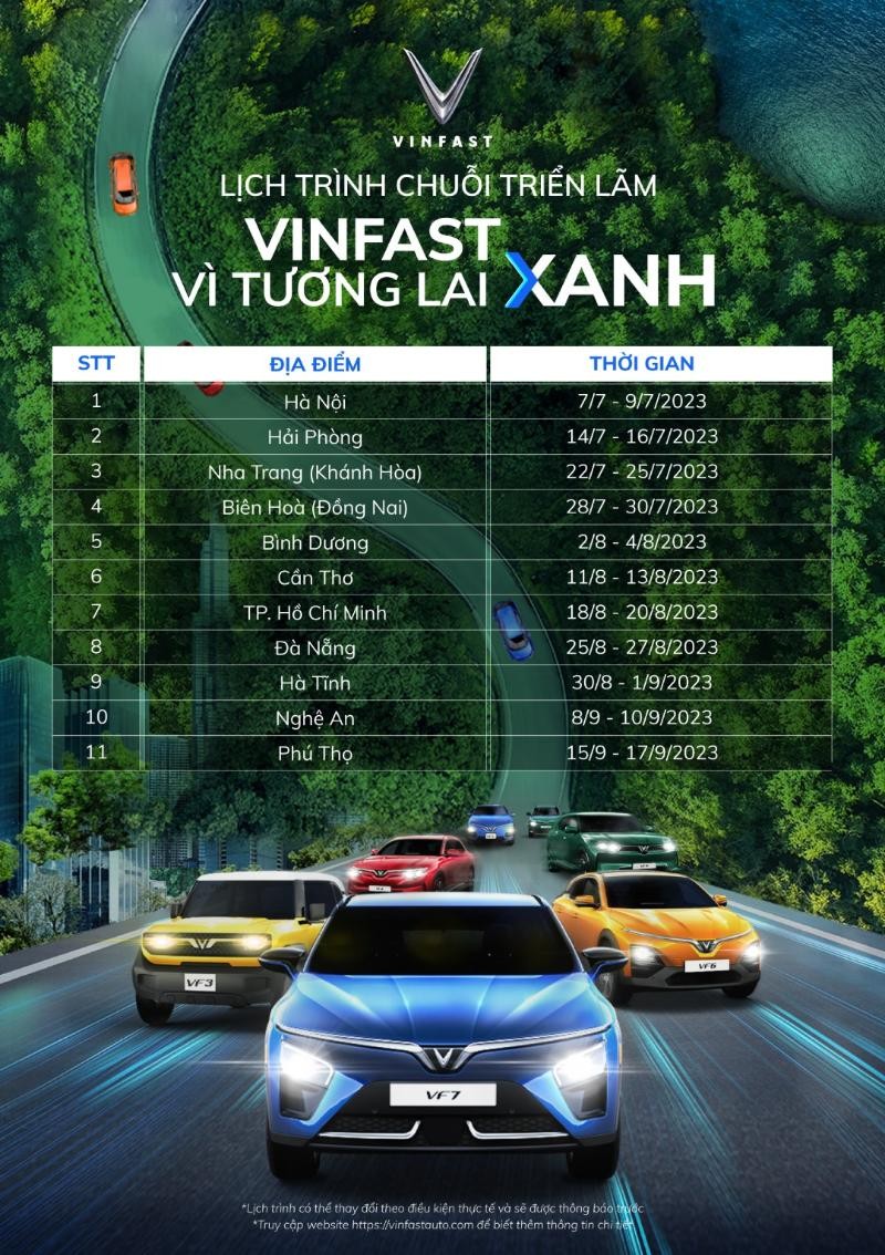 Lịch trình chuỗi triển lãm "VinFast - Vì tương lai xanh" tại 11 tỉnh, thành toàn quốc